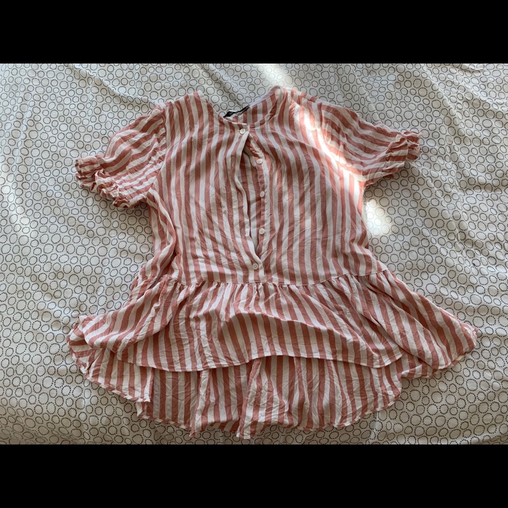 Madewell orange and white striped Courtyard top